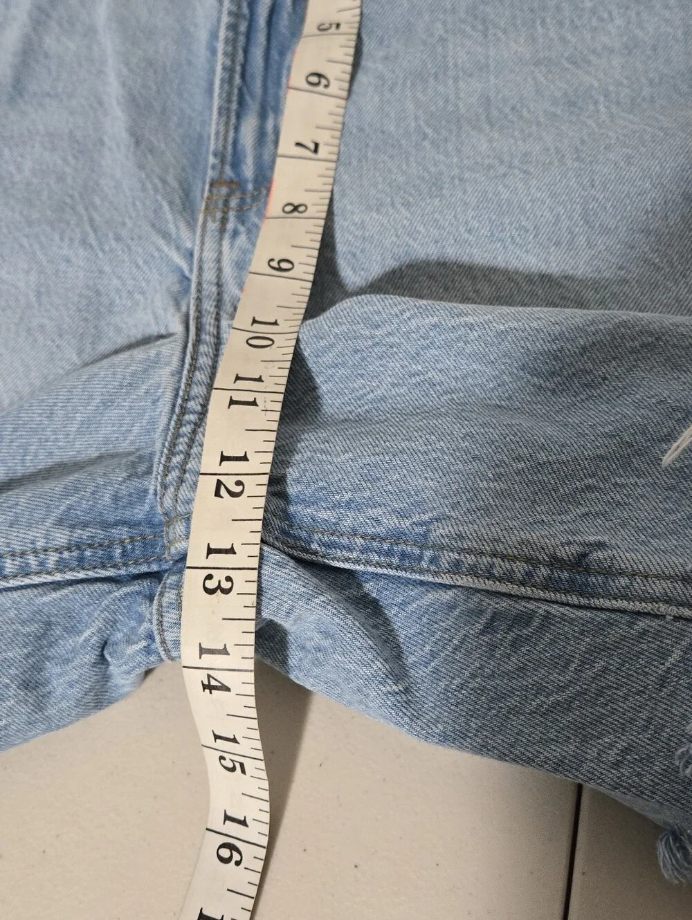 Abercrombie The Loose Fit High Rise Light Wash Distressed Denim Shorts - Size 32